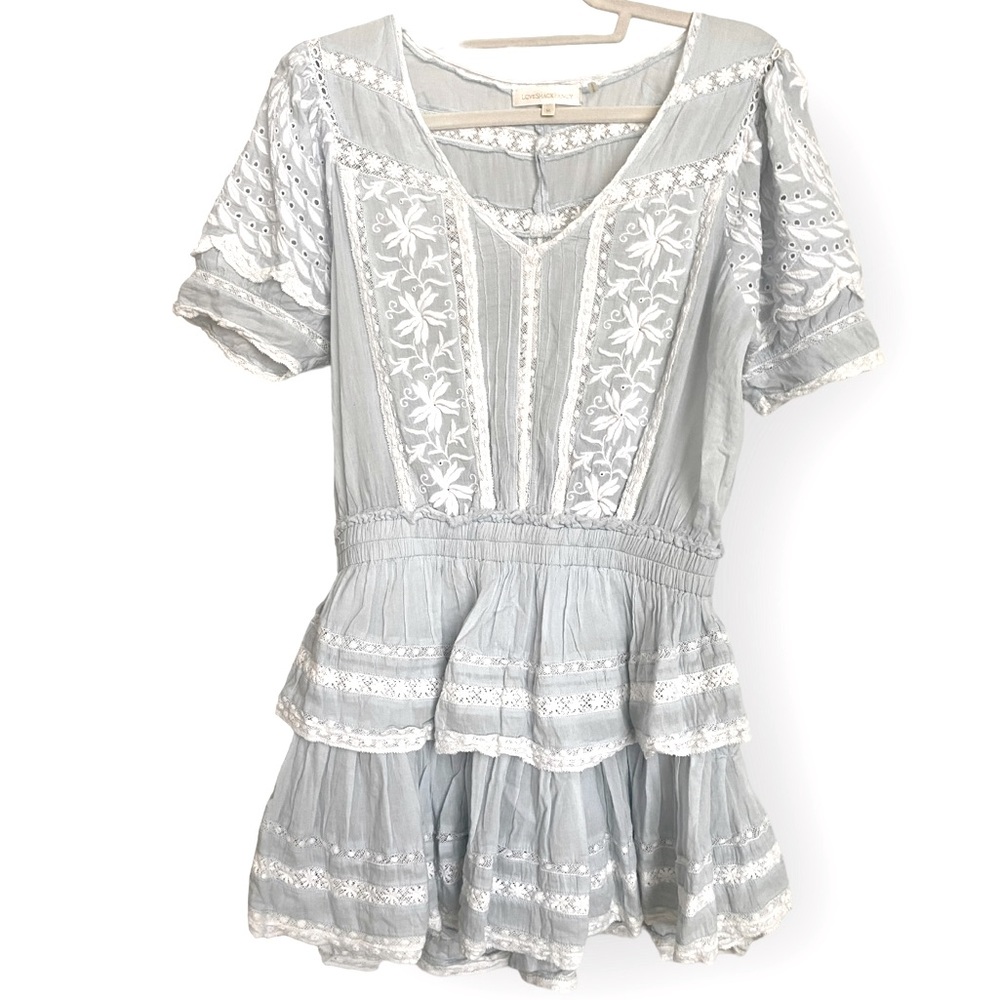 Loveshackfancy Light Blue Mini Ruffled Dress | M - image 7